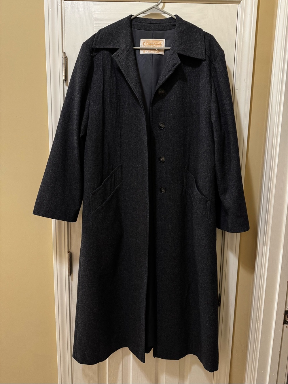 Vintage Pendleton Pure Virgin Wool Overcoat - Black - Size 14